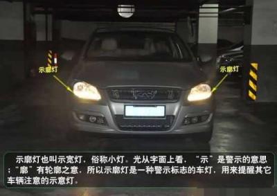 示廓灯和后位灯图解,雨雾天气会车/超车使用会更安全