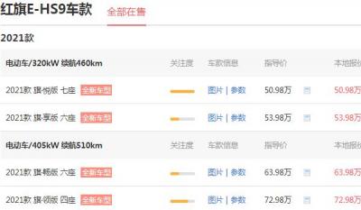 红旗e-hs9报价及配置 价格最低50万,配置超乎想象