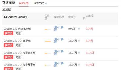 劲客手动挡价多少 价9万，相当便宜
